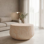 Rongo coffee table MGO travertine look D80x41cm