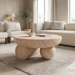 Coffee table Mikawa MGO travertine look D70x34cm