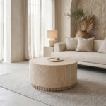Tierra coffee table, travertine look MGO, D75x37cm