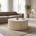 Coffee table Binero MGO travertine look D106x45cm