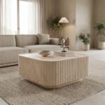 Coffee table Doric MGO travertine look 80x80x38cm