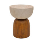 Isaka side table, MGO, cream-wood look, D38x48cm - Слика 2