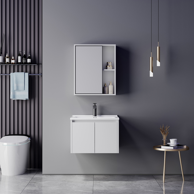 425-000002 Chinky white countertop with sink and mirror - Image 1