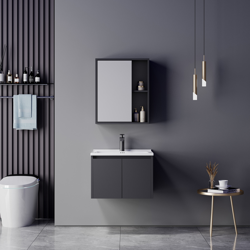425-000003 Chinky anthracite countertop with sink and mirror - Image 1
