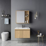 Sinkea oak countertop with sink and mirror