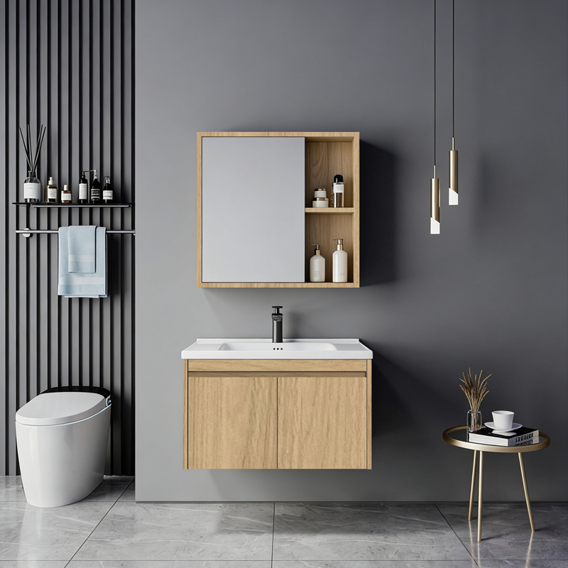 425-000005 Sinkea oak countertop with sink and mirror - Image 1