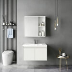 Sinkea white countertop with sink and mirror