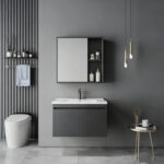 Sinkea anthracite countertop with sink and mirror
