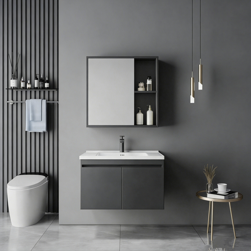 425-000007 Sinkea anthracite countertop with sink and mirror - Image 1