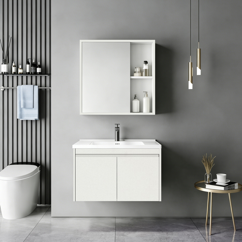 425-000010 Sinkea white color countertop with sink and mirror - Image 1