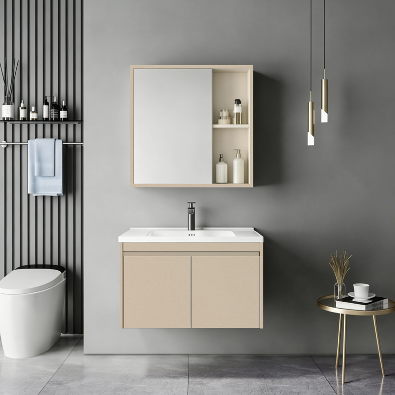 425-000012 Sinkea cappuccino color countertop with sink and mirror - Image 1