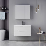 Tzouena white countertop with sink and mirror