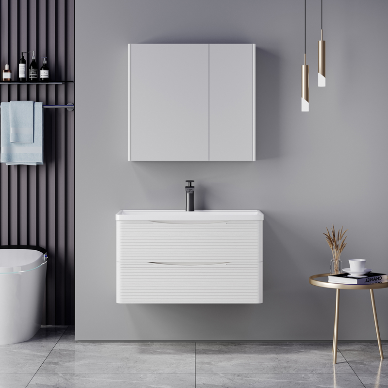 425-000018 Tzouena white countertop with sink and mirror - Image 1