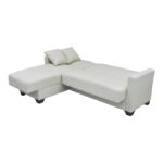 Corner sofa bed reversible with storage space Stashio cream fabric 202x143x84cm - Image 2
