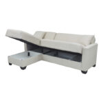 Corner sofa bed reversible with storage space Stashio cream fabric 202x143x84cm - Image 3