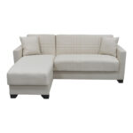 Corner sofa bed reversible with storage space Stashio cream fabric 202x143x84cm - Image 5