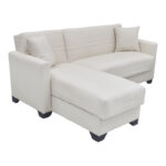 Corner sofa bed reversible with storage space Stashio cream fabric 202x143x84cm - Image 6