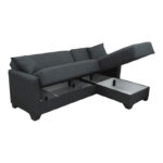 Corner sofa bed reversible with storage space Stashio anthracite fabric 202x143x84cm - Image 3