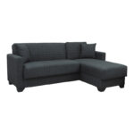 Corner sofa bed reversible with storage space Stashio anthracite fabric 202x143x84cm - Image 4