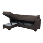 Corner sofa bed reversible with storage space Stashio brown fabric 202x143x84cm - Image 3