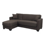 Corner sofa bed reversible with storage space Stashio brown fabric 202x143x84cm - Image 4