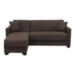 Corner sofa bed reversible with storage space Stashio brown fabric 202x143x84cm - Image 5