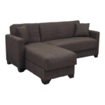 Corner sofa bed reversible with storage space Stashio brown fabric 202x143x84cm - Image 6