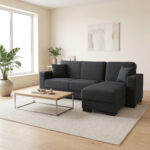 Corner sofa bed reversible with storage space Dumma anthracite fabric 226x146x86cm