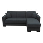 Corner sofa bed reversible with storage space Dumma anthracite fabric 226x146x86cm - Image 5
