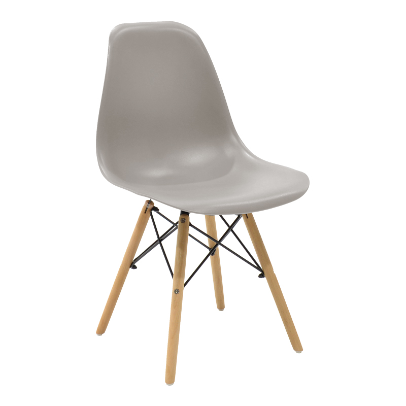 499-000003 Julita chair grey PP with wooden legs in natural finish 46x52x81cm - Image 1