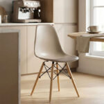 Julita chair cappuccino PP with wooden legs in natural finish 46x52x81cm - Image 2