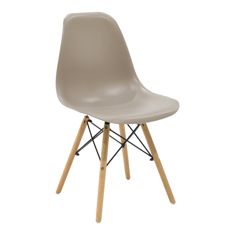 499-000004 Julita chair cappuccino PP with wooden legs in natural finish 46x52x81cm - Image 1