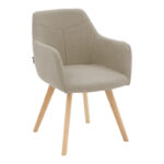 Armchair Nasima fabric beige-beech wood leg in natural color 57x58x84cm