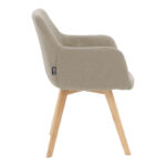 Armchair Nasima fabric beige-beech wood leg in natural color 57x58x84cm - Image 3