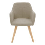 Armchair Nasima fabric beige-beech wood leg in natural color 57x58x84cm - Image 4