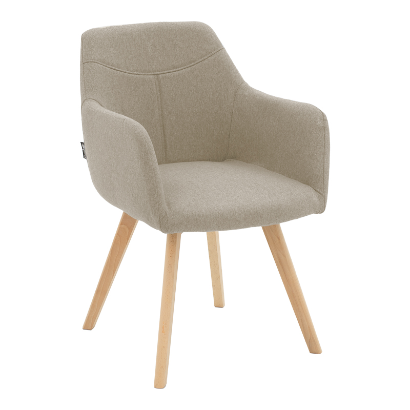 029-000470 Armchair Nasima fabric beige-beech wood leg in natural color 57x58x84cm - Image 1