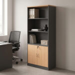 Professional bookcase Fesialo natural-anthracite 80x40x180cm