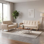 Sofa set 2pcs Decency fabric beige