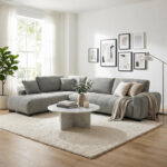 Corner sofa Vaneto right corner grey fabric 298x208x85cm