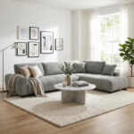 Corner sofa Vaneto left corner grey fabric 298x208x85cm