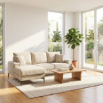 Reversible corner sofa Ravelma beige fabric 241x168x87cm