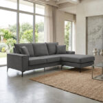Reversible corner sofa Ravelma anthracite fabric 241x168x87cm