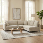 Reversible corner sofa Almy beige fabric 271x219x91cm