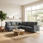 Reversible corner sofa Almy anthracite fabric 271x219x91cm