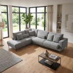 Corner sofa Maliva right corner grey fabric 280x210x100cm