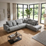 Left corner sofa Maliva grey fabric 280x210x100cm