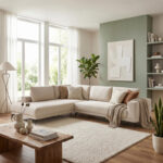 Right corner sofa Selio beige fabric 300x240x100cm