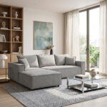 Right corner sofa Maden grey fabric 279x203x90cm