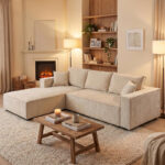 Right corner sofa Maden beige fabric 279x203x90cm