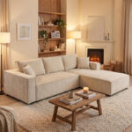 Left corner sofa Maden beige fabric 279x203x90cm